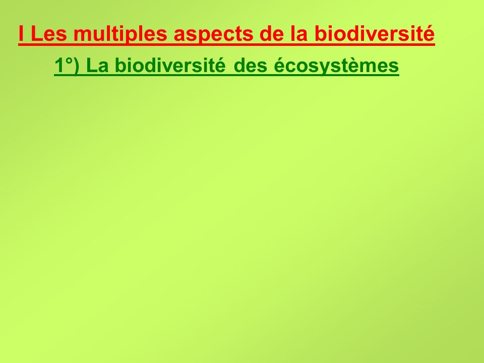 les multiples aspects de la biodiversite
